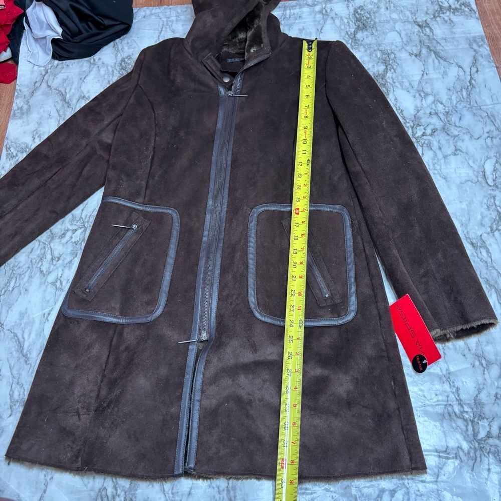 Via Spiga Deadstock 90s Y2K vintage brown espresso Long Coat size small NWT new - Picture 4 of 10